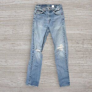 LEVIS 505 Vintage 1996 Orange Tab Light Wash Distressed Denim Jeans Mens 30 x 34